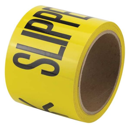 Zoro Select Safety Warning Tape, Solid, Black/Yl, 3" W, 3YTA5 3YTA5