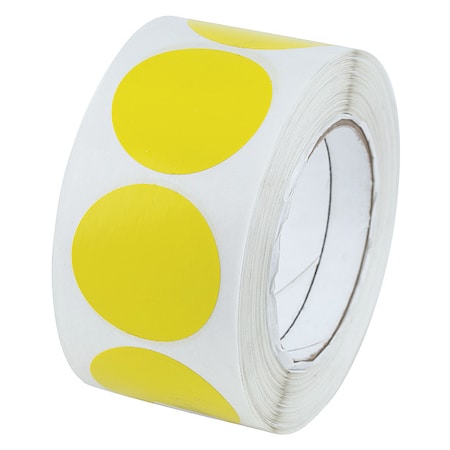 Zoro Select Die-Cut Circle Tape Vinyl Yellow, 2" W x 150 ft. L, 5 mil Thick MC2YL