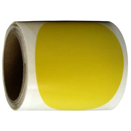Zoro Select Die-Cut Circle Tape Vinyl Yellow, 5" W x 150 ft. L, 5 mil Thick MC5YL