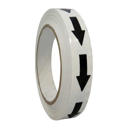 Zoro Select Arrow Marking Tape Vinyl White/Black, 3/4" W x 120 ft. L, 6 mil Thick 8X784