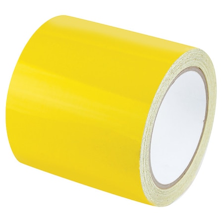 Zoro Select Reflective Safety Tape Vinyl Yellow, 4" W x 10 yd. L, 5.5 mil Thick RF4YL