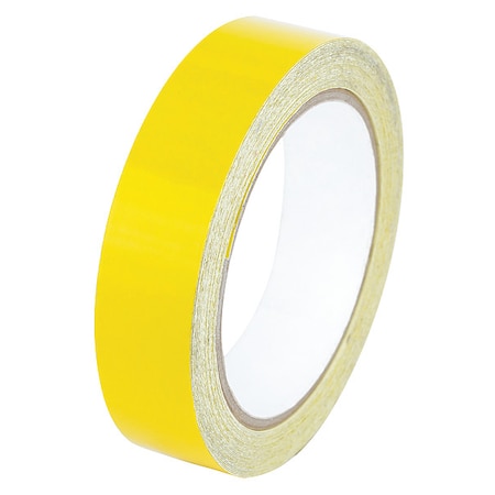 Zoro Select Reflective Safety Tape Vinyl Yellow, 1" W x 10 yd. L, 5.5 mil Thick RF1YL