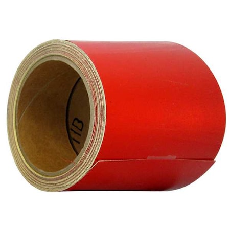 Zoro Select Reflective Safety Tape Vinyl Red, 4" W x 10 yd. L, 5.5 mil Thick RF4RD