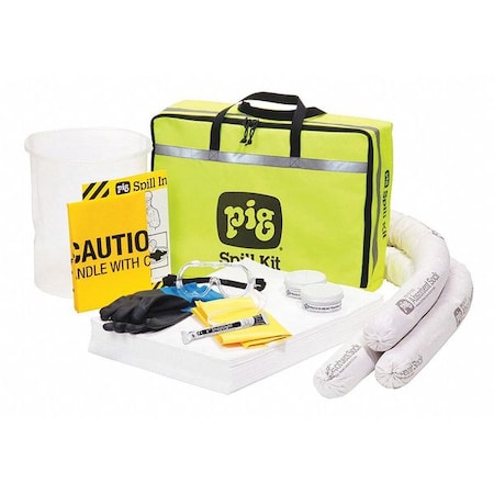 Pig Spill Kit, 7 gal Volume Absorbed per Kit, Not Applicable Capacity, Bag, Yellow KIT623