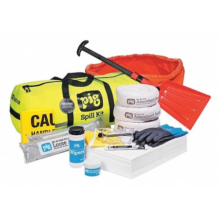Pig Spill Kit, 10 gal Volume Absorbed per Kit, Not Applicable Capacity, Bag, Yellow KIT629