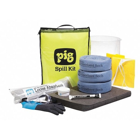 Pig Spill Kit, 6 gal Volume Absorbed per Kit, Not Applicable Capacity, Bag, Yellow KIT632