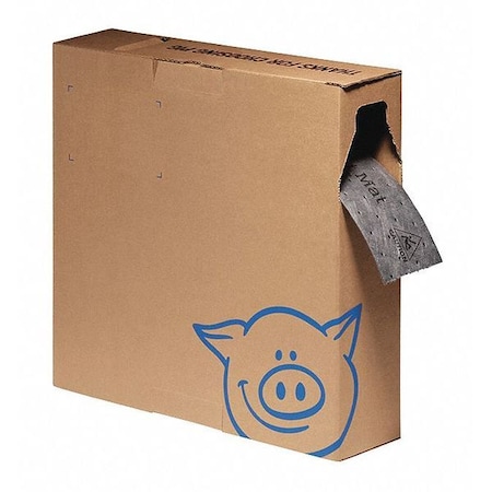 Pig Sorbent Roll, 5 gal, 4 in x 150 ft, Universal, Gray, Polypropylene MAT4150-GY