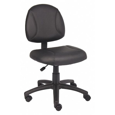 ZORO SELECT Leather Task Chair, 24-, No Arm, Black 452R29