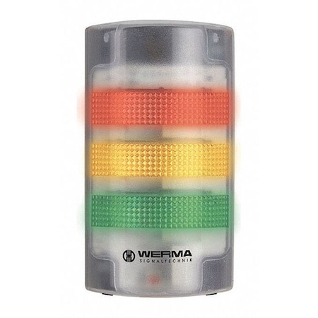 Werma Tower Light Assembly, 24V AC/DC, Green, Red, Yellow, 195 mm Height, LED, FlatSIGN Series 69110055
