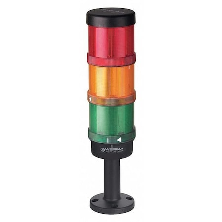 Werma Tower Light Assembly, 24V AC/DC, Green, Red, Yellow, 70 mm Dia., 212 mm Height, LED 64900002