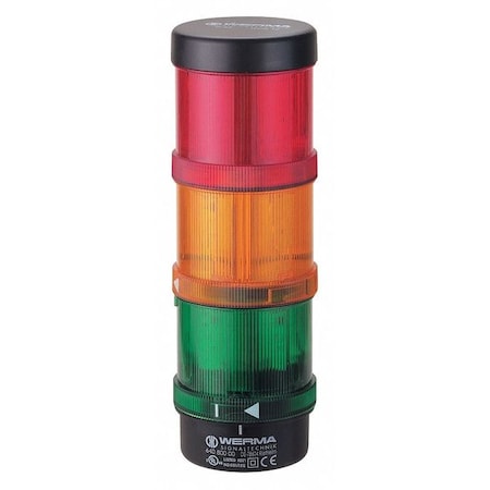 Werma Tower Light Assembly, 24V AC/DC, Green, Red, Yellow, 70 mm Dia., 212 mm Height, LED 64924002