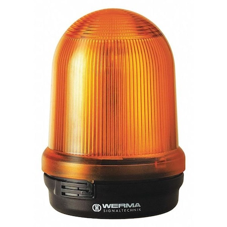 Werma Warning Light, Yellow, LED, 24V DC, 60 FPM, 3 7/8 in Dia., Surface 82930055