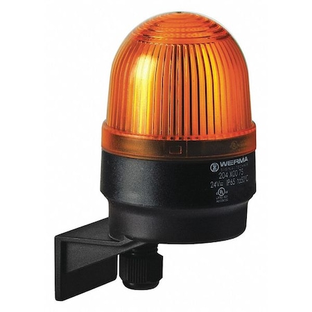 Werma Warning Light, Yellow, LED, 24V AC/DC, Not Applicable FPM, 2 9/32 in Dia., Bracket 20430075