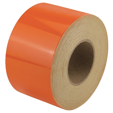 Zoro Select Reflective Safety Tape Vinyl Orange, 4" W x 50 yd. L, 5.5 mil Thick RF8OR