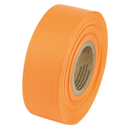 Zoro Select Flagging Tape, No Legend, Fluorescent Orange, 1 3/16 in Wide x 150 ft Length, Vinyl, 2 mil VST18