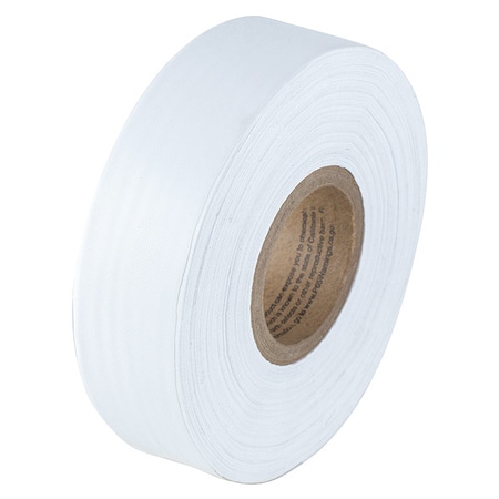 Zoro Select Flagging Tape, No Legend, White, 1 3/16 in Wide x 300 ft Length, Vinyl, 2 mil VST03
