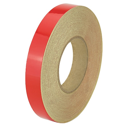 Zoro Select Reflective Safety Tape Vinyl Red, 1" W x 50 yd. L, 5.5 mil Thick RF5RD