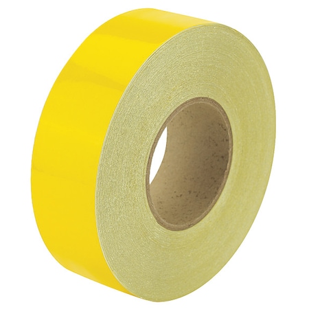 Zoro Select Reflective Safety Tape Vinyl Yellow, 2" W x 50 yd. L, 5.5 mil Thick RF6YL
