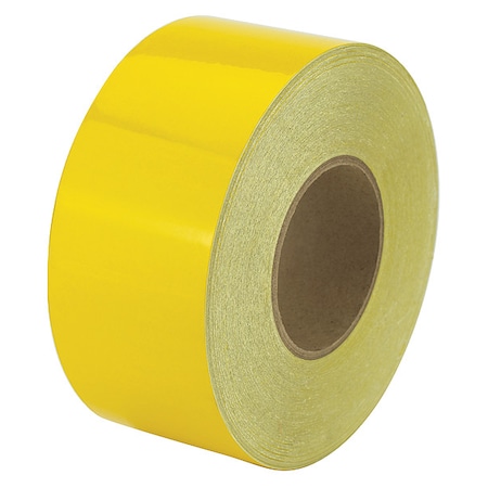 Zoro Select Reflective Safety Tape Vinyl Yellow, 3" W x 50 yd. L, 5.5 mil Thick RF7YL