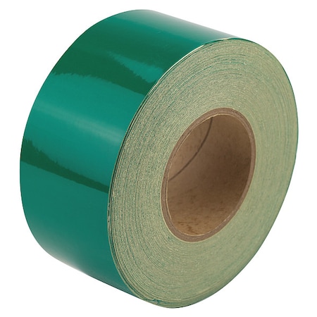 Zoro Select Reflective Safety Tape Vinyl Green, 3" W x 50 yd. L, 5.5 mil Thick RF7GN