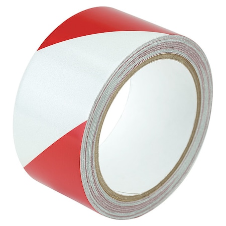 Zoro Select Reflective Safety Tape Vinyl Red/White, 2" W x 10 yd. L, 5.5 mil Thick RS2RW