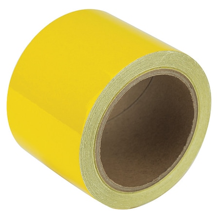 Zoro Select Reflective Safety Tape Vinyl Yellow, 3" W x 10 yd. L, 5.5 mil Thick RF3YL