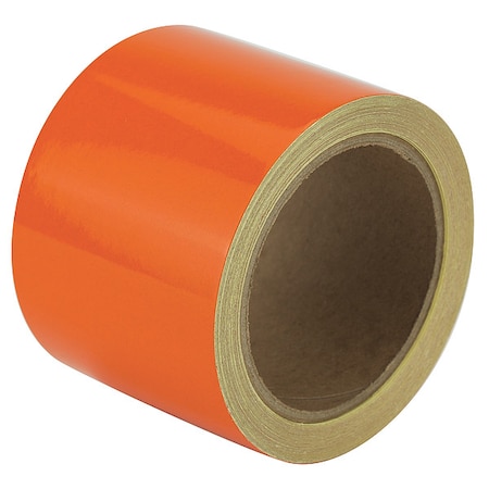 Zoro Select Reflective Safety Tape Vinyl Orange, 3" W x 10 yd. L, 5.5 mil Thick RF3OR
