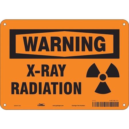 Condor Radiation Sign, 7 in H, 10 in W, Aluminum, Vertical Rectangle, 452A71 452A71