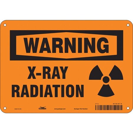 Condor Radiation Sign, 7 in H, 10 in W, Vinyl, Vertical Rectangle, 452A73 452A73