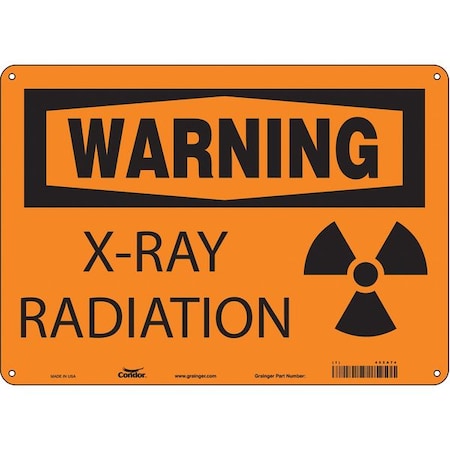 Condor Radiation Sign, 10 in H, 14 in W, Aluminum, Horizontal Rectangle, 452A74 452A74