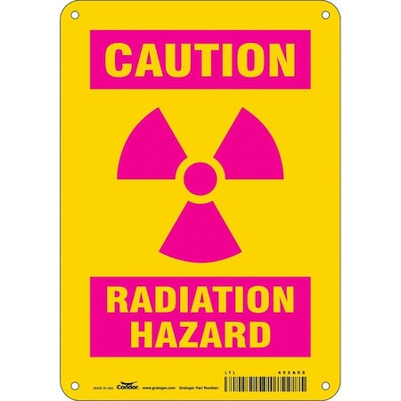 Condor Radiation Safety Sign, 10 in H, 7 in W, Aluminum, Horizontal Rectangle, 452A05 452A05