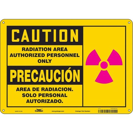 Condor Safety Sign, 10 in H, 14 in W, Aluminum, Horizontal Rectangle, Spanish, 452A24 452A24