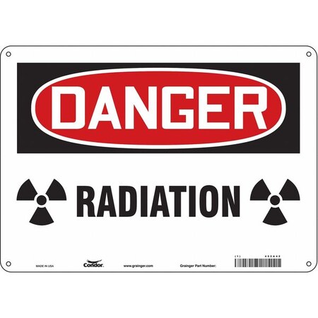 Condor Radiation Safety Sign, 10 in H, 14 in W, Polyethylene, Horizontal Rectangle, 452A42 452A42