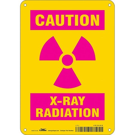 Condor Radiation Sign, 10 in H, 7 in W, Vinyl, Horizontal Rectangle, 452A49 452A49