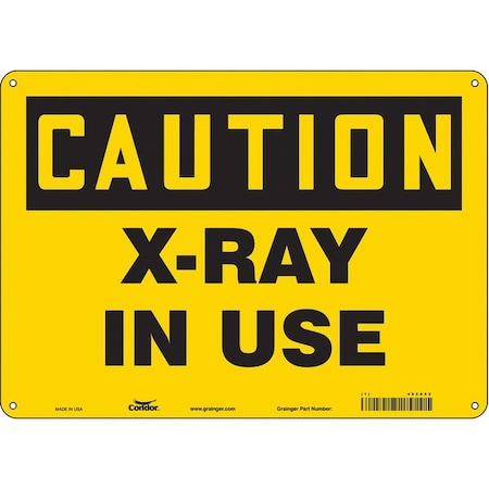 Condor Radiation Sign, 10 in H, 14 in W, Aluminum, Horizontal Rectangle, 452A52 452A52