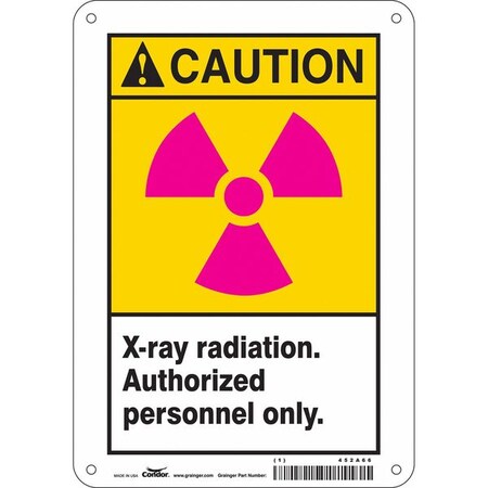 Condor Radiation Sign, 10 in H, 7 in W, Polyethylene, Horizontal Rectangle, 452A66 452A66