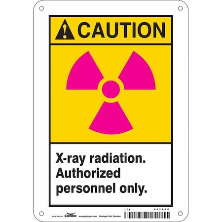 Condor Radiation Sign, 10 in H, 7 in W, Vinyl, Horizontal Rectangle, 452A68 452A68