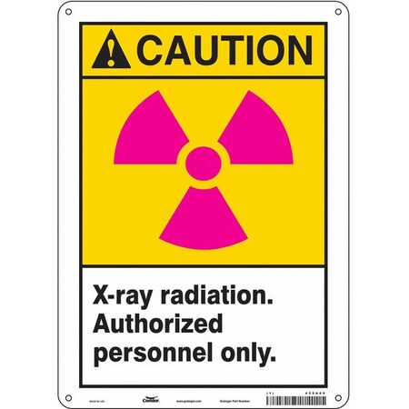 Condor Radiation Sign, 14 in H, 10 in W, Vinyl, Vertical Rectangle, 452A69 452A69