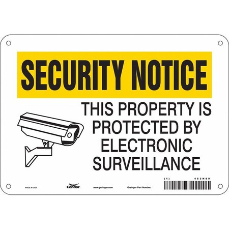 Condor Security Sign, 7 in H, 10 in W, Aluminum, Vertical Rectangle, English, 453N89 453N89