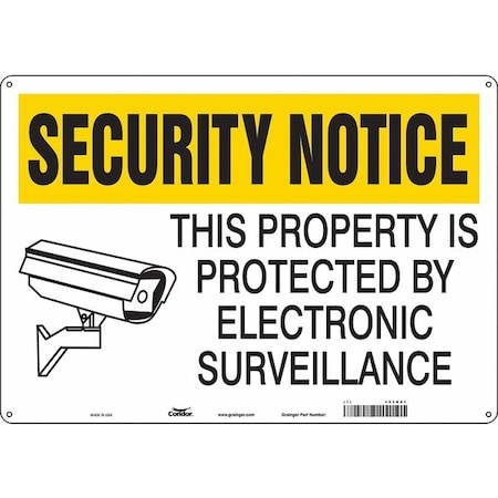 Condor Security Sign, 14 in H, 20 in W, Aluminum, Horizontal Rectangle, English, 453N91 453N91