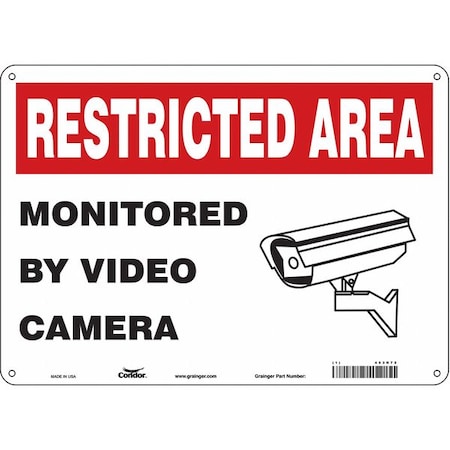 Condor Security Sign, 10 in H, 14 in W, Aluminum, Horizontal Rectangle, English, 453N72 453N72
