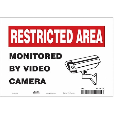 Condor Security Sign, 7 in H, 10 in W, Vinyl, Vertical Rectangle, English, 453N75 453N75