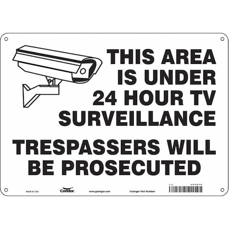 Condor Security Sign, 10 in H, 14 in W, Aluminum, Horizontal Rectangle, English, 453N30 453N30