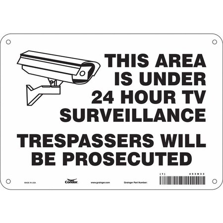 Condor Security Sign, 7 in H, 10 in W, Polyethylene, Vertical Rectangle, English, 453N33 453N33