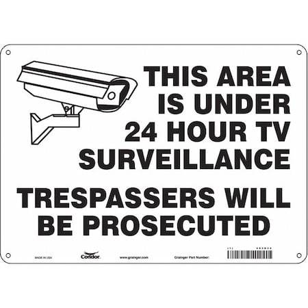 Condor Security Sign, 10 in H, 14 in W, Polyethylene, Horizontal Rectangle, English, 453N34 453N34