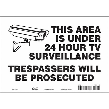 Condor Security Sign, 7 in H, 10 in W, Vinyl, Vertical Rectangle, English, 453N36 453N36