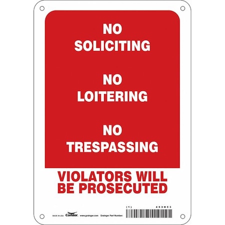 Condor Security Sign, 10 in H, 7 in W, Aluminum, Horizontal Rectangle, English, 453N53 453N53