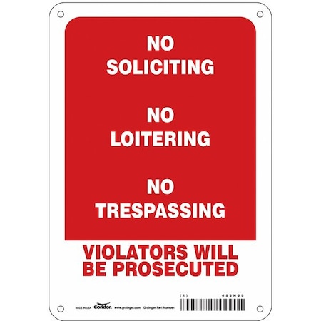 Condor Security Sign, 10 in H, 7 in W, Polyethylene, Horizontal Rectangle, English, 453N55 453N55