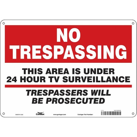 Condor Security Sign, 10" H, 14" W, Aluminum 453N60