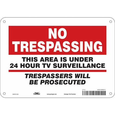 Condor Security Sign, 7 in Height, 10 in Width, Polyethylene, Vertical Rectangle, English 453N61